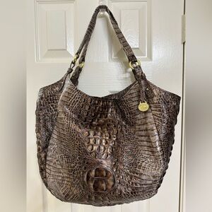 Brahmin Brown Croc-Embossed Shoulder Bag